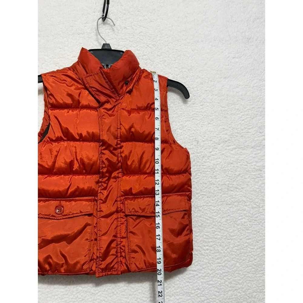 ZARA BOYS Orange Puffer Vest Quilted‎ Padded Hooded Zip Up Pockets Size M